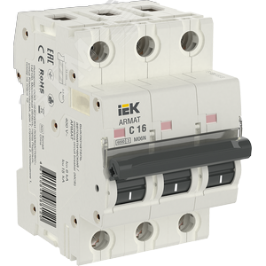 AR-M06N-3-C016 Авт. выкл. ARMAT 3Р 16А 6кА х-ка С (уп.4шт.) IEK® AR-M06N-3-C016 - фото 633554