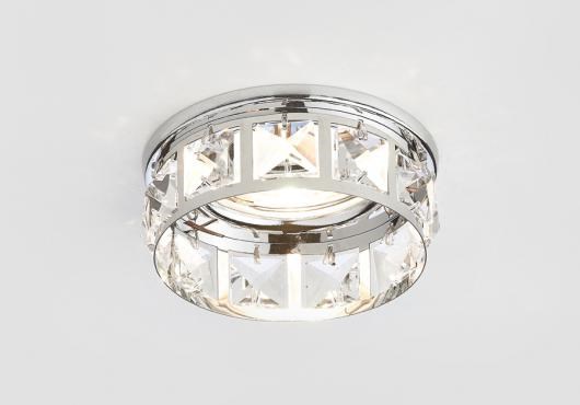 K101 CL/CH хром/прозрачный хрусталь CRYSTAL Светильник встраиваемый MR16 12V/220V max 50W (уп.50шт.) K101 CL/CH хром/прозрачны - фото 633784