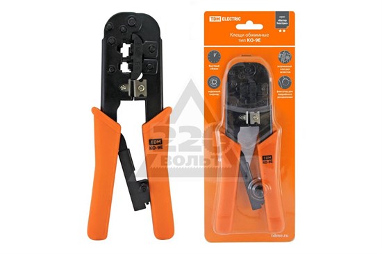 SQ1001-0007 «МастерЭлектрик» Клещи обжимные KO-9E (обжим RJ-11, RJ-45) (уп.10шт.) TDM SQ1001-0007 - фото 633807