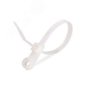 80530 Fortisflex Стяжка (хомут) КСО 5х220мм c отверстием под саморез нейлон, белая (уп.100шт.) КВТ (Россия) 80530 - фото 633813