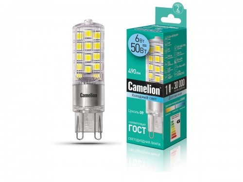 LED6-G9-NF/845/G9 Светодиодная лампа 6Вт 220В (уп.10/100/500шт.) Camelion LED6-G9-NF/845/G9 - фото 634046