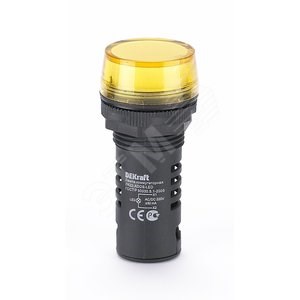 25120DEK ЛК-22 Лампа коммутационная d22мм ADDS LED желтая 220В AC/DC (уп.12/360шт.) DEKraft 25120DEK - фото 634065