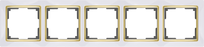 WL03-Frame-05-white-GD Рамка на 5  постов, белая/золото (уп.5шт.) Snabb WERKEL WL03-Frame-05-white-GD - фото 634135