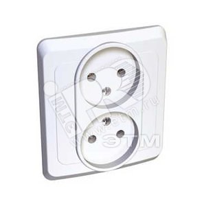 PC 16-005B ЭТЮД Розетка 2 гнезда без заземления, белая (уп.20шт.) Systeme Electric (Россия) PC16-005B - фото 634192