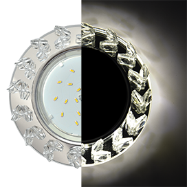SE53RNEFB Ecola GX53 H4 LD5361 Glass Круг с крупн. прозр. стразами Елочка с подсв./фон зерк./центр.часть хром Светильник встр. (уп.10/30шт.) SE53RNEFB - фото 634287