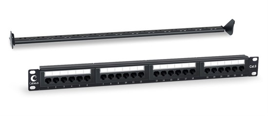 PL-24-Cat.6-Dual IDC Патч-панель 19" (1U), 24 порта RJ-45, категория 6, Dual IDC, с задним кабельным организатором Cabeus PL-24-Cat.6-Dual IDC - фото 634364