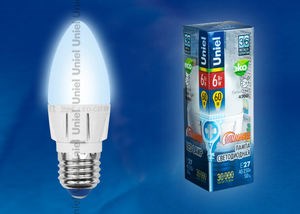 LED-C37-6W/NW/E27/FR/DIM Palazzo Лампа светодиодная диммир., белый свет (уп.10шт.) UNIEL LED-C37-6W/NW/E27/FR/DIM - фото 634396
