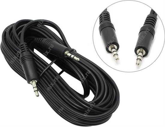 H-43380 Кабель аудио Jack 3.5 (m)/Jack 3.5 (m) 5м. черный Hama H-43380 - фото 634403