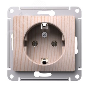GSL001543 Glossa Механизм розетки 1 гнездо с заземлением, сосна (уп.10шт.) Systeme Electric (Россия) GSL001543 - фото 634425