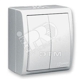1594398-030 Выключатель двухклавишный, IP54, 10А 250В, винтовой зажим, S15A, белый (уп.10шт.) 1594398-030 - фото 634498