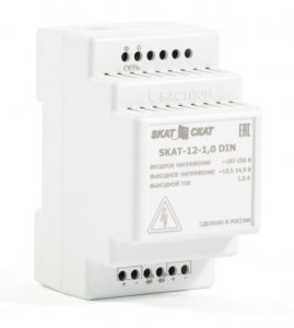SKAT-12-1,0 DIN Источник вторичного электропитания резервированный 12В 1А пластиковый корпус под Din-рейку 35мм Бастион ООО (Россия) SKAT-12-1,0DIN - фото 634672