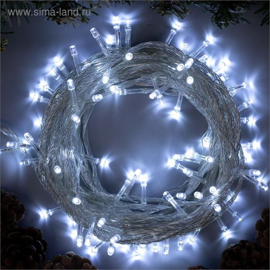 3556780 Гирлянда «Нить» 10 м, IP20, прозрачная нить, 100 LED, свечение белое, 8 режимов, 220В Luazon Lighting 3556780 - фото 634709