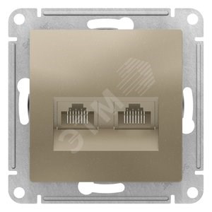 ATN000585 AtlasDesign Механизм розетки двойной компьютерной RJ45+RJ45, Cat.5e, шампань (уп.5шт.) Systeme Electric (Россия) ATN000585 - фото 634718