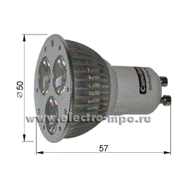 GU10-LED 3*1W 3000K эл.лам. светодиод.3Вт 220В Camelion 719233 - фото 634905