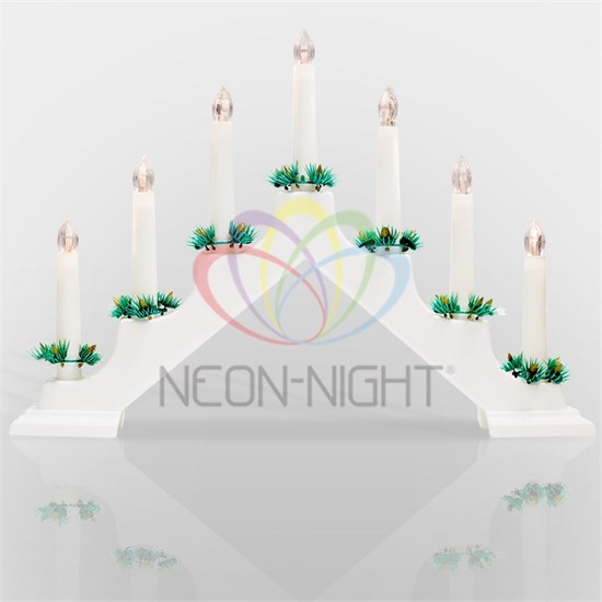 501-081 Горка новогодняя 7 свечек корпус бел. свечение тепл. бел. Neon-Night  501-081 - фото 634965