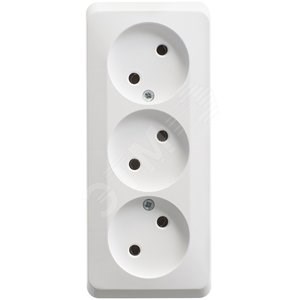 PA 16-009B ЭТЮД Розетка 3 гнезда без заземления, белая (уп.11шт.) Systeme Electric (Россия) PA16-009B - фото 635002