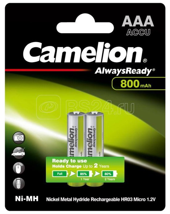 NH-AAA900ARBP2 Аккумулятор Ni-Mh AAA 1,2В 800mAh блистер 2шт. (уп.24/480шт.) Camelion (Китай) NH-AAA900ARBP2 - фото 635069