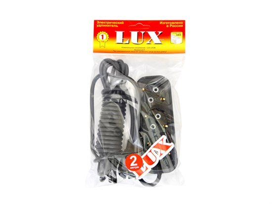 У3-Е-02-Ч 3-местный с з/к, 250В 16А, 2м черный Сетевой удлинитель LUX 4606400418962 - фото 635170