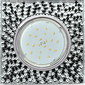 FU53SGECB Ecola GX53 H4 Glass Квадрат Светильник встраиваемый, черная мозайка (уп.5/30шт.) FU53SGECB - фото 635198