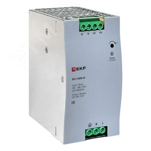 DR-E-240W-24 240W, Uвх ~ 220V AC, Uвых - 24V DC Блок питания DIN-рейку EKF (Китай) DR-E-240W-24 - фото 635364