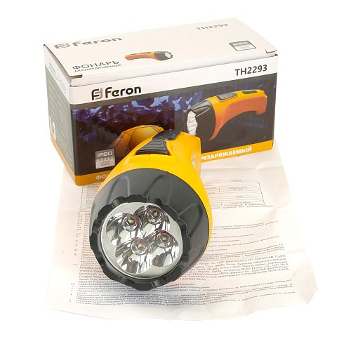 12651 TH2293, 4 LED DC (свинцово-кислотная батарея), желтый, Фонарь аккумуляторный FERON (Китай) 12651 - фото 635416