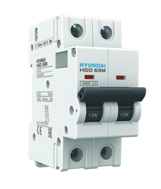 HGD63-M 2PMCS0000C 00025 Выключатель автоматический 2п 25A С 6кА Hyundai Electric HGD63-M 2PMCS0000C 00025 - фото 635573