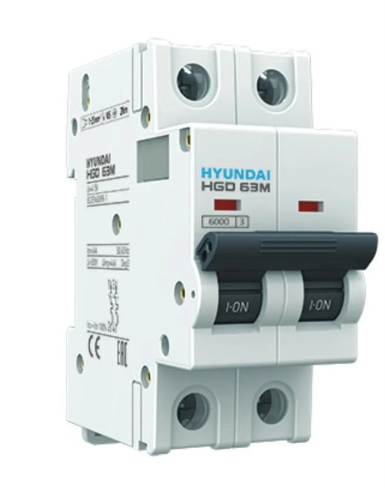 HGD63-M 2PMCS0000C 00016 Выключатель автоматический 2п 16A С 6кА Hyundai Electric HGD63-M 2PMCS0000C 00016 - фото 635574