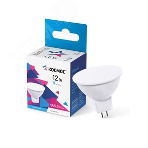 LkecLED12wJCDRC45 MR16 LED 12Вт GU5.3 4500К 1070Лм спот 220В (замена 100Вт) Лампа светодиодная (уп.10шт.) КОСМОС (Китай) LkecLED12wJCDRC45 - фото 635635