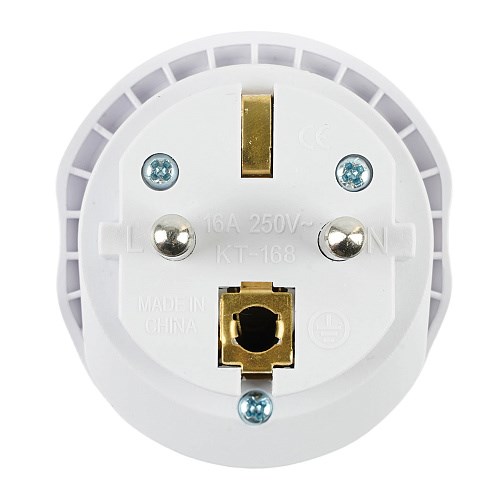 50412 ADP16-06-20W Адаптер-переходник для вилки с плоскими штырями ультраплоский с/з, 250В, 16A, белый Stekker (Китай) 50412 - фото 635820