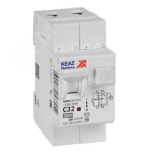 328101 OptiDin D63-22C40-AC-У3 Выключатель автоматический дифференциальный (АВДТ) 1п+N 32А 30мА тип AC х-ка С 4.5кА КЭАЗ (Россия) 328101 - фото 635871