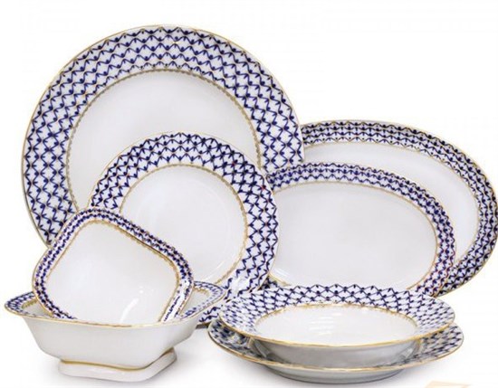 81.20945.00.1 Сервиз столовый форма Молодежная рисунок Кобальтовая сетка, 6 персон 24 предмета 81.20945.00.1 - фото 635879