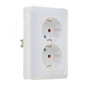 RS16-236-B «ХИТ» Розетка двойная с заземлением, белая, в сборе (уп.68шт.) Systeme Electric (Россия) RS16-236-B - фото 635912