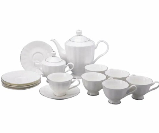 81.30715.00.1 Сервиз чайный форма Нега рисунок Платиновая лента, 6 персон, 14 предметов АО "Императорский фарфоровый завод" 81.30715.00.1 - фото 635916