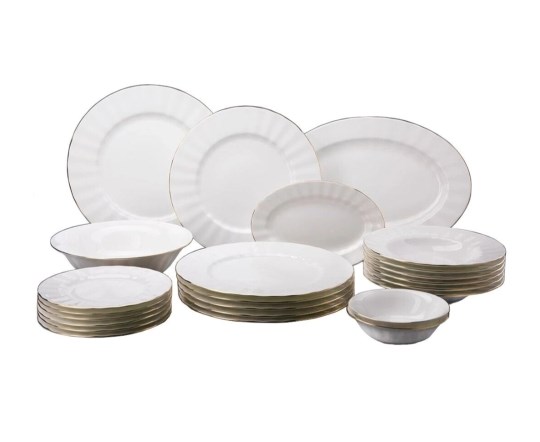 81.30714.00.1 Сервиз столовый форма Нега рисунок Золотая лента, 6 персон 24 предмета , ВАО "Императоский фарфоровый завод" 81.30714.00.1 - фото 635918