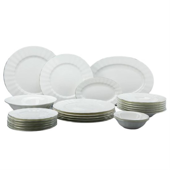 81.30716.00.1 Сервиз столовый ф. Нега рис. Платиновая лента, 6/24 предметов, АО "Императорский фарфоровый завод" 81.30716.00.1 - фото 635940