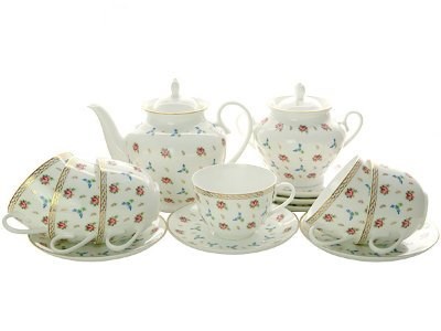 81.26312.00.1 Сервиз чайный форма Весенняя-2, рисунок Цветочный вальс, 6/14 предметов, АО "Императорский фарфоровый завод" 81.26312.00.1 - фото 635960