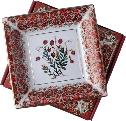 81.34283.00.1 Подставка для мелочей ИФЗ Квадратная, Клюква заповедная, 16.4x16.4см, фарфор, подарочная упаковка 81.34283.00.1 - фото 636055
