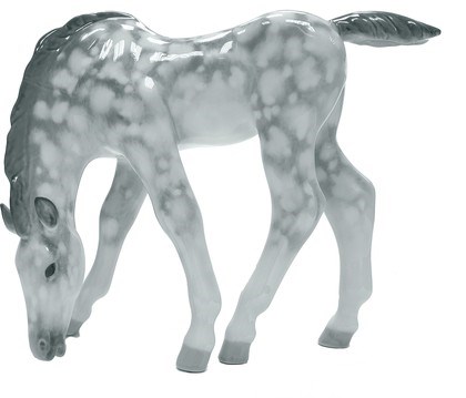 82.01960.00.1 Статуэтка ИФЗ Жеребёнок пасущийся серый в яблоках, 19см, ручная роспись, фарфор 82.01960.00.1 - фото 636066