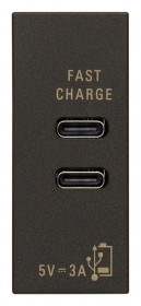 30292.CCG Linea Зарядное устройство с разъемом USB C+C 5V 3A, 1модуль, черное Vimar (Италия) 30292.CCG - фото 636181