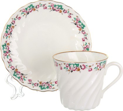 81.13951.00.1 Чайная пара ИФЗ Витая, Весенний, 155мл, костяной фарфор, ИФЗ 81.13951.00.1 - фото 636329