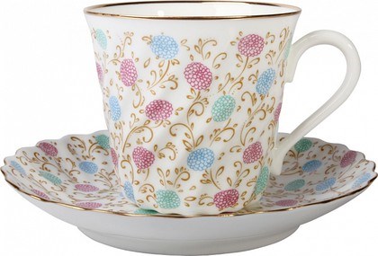81.14121.00.1 Чайная пара ИФЗ Витая, Хризантема, 155мл, костяной фарфор, ИФЗ 81.14121.00.1 - фото 636344