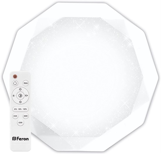 29635 AL5200 DIAMOND 36W, Max. 2900Lum, 3000К-6000K, IP20 Светильник светодиодный с пультом (уп.6шт.) FERON (Китай) 29635 - фото 636558