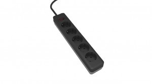 LE070201-0015 Сетевой фильтр ПВС 3х0.75 5роз. 5м 250В 10А чёрный/серый, заземл., выкл. LEEK LE070201-0015 - фото 636627