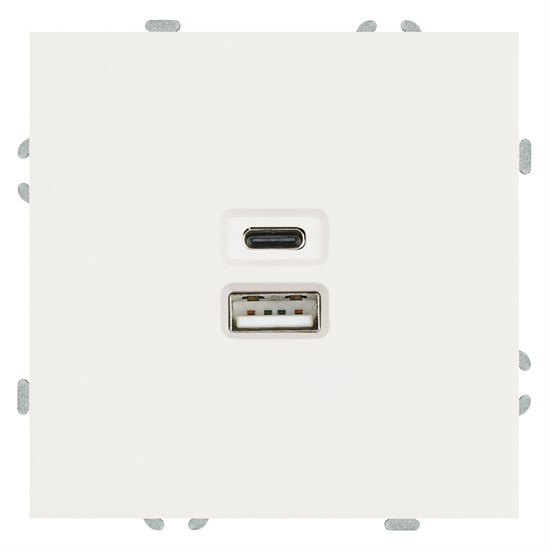 49879 Эмили RST10-5115-01 Механизм розетки USB + Type C, белый фарфор, soft touch (уп.12шт.) STEKKER (Китай) 49879 - фото 637518