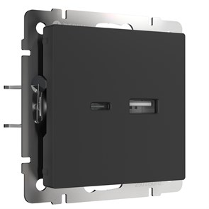 Розетка USB тип A+С (черный матовый) W1171808 a049280