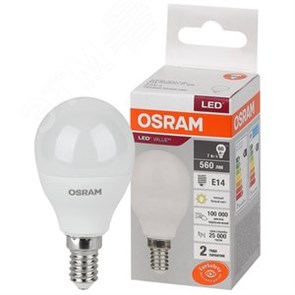 5579620 Value P LED 7Вт E14 3000К 560Лм шарик 220В (замена 60Вт) Лампа светодиодная (уп.10шт.) LEDVANCE (OSRAM) 5579620 Value P LED 7Вт E14 3000К 560Лм шарик 220В (замена 60Вт) Лампа светодиодная (уп.10шт.) LEDVANCE (OSRAM)
