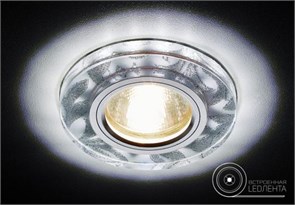 S232 W/CH белый/серебро/MR16+3W (LED WHITE) Светильник встр. MR16 12V/220V max 50W (уп.50шт.) S232 W/CH
