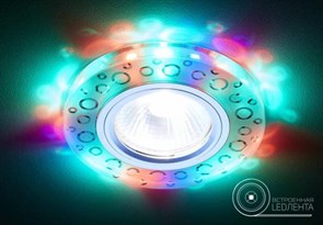 S218 WH/CH/M матовый/хром/MR16+3W (LED MULTI) Светильник встр. MR16 12V/220V max 50W (уп.50шт.) S218 WH/CH/M