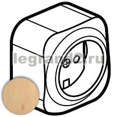 782270 Quteo Розетка 2К без шторок 16A 250В~ IP20 дерево (уп.20шт.) LEGRAND 782270