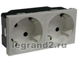 79282 Розетка 2 x 2К+3 под углом 45° Mosaic стандартная алюминий (уп.10шт.) LEGRAND 079282